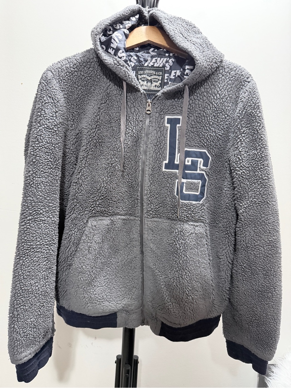 Levi's Mens Gray Sherpa Zip-Up Hoodie SZ Medium